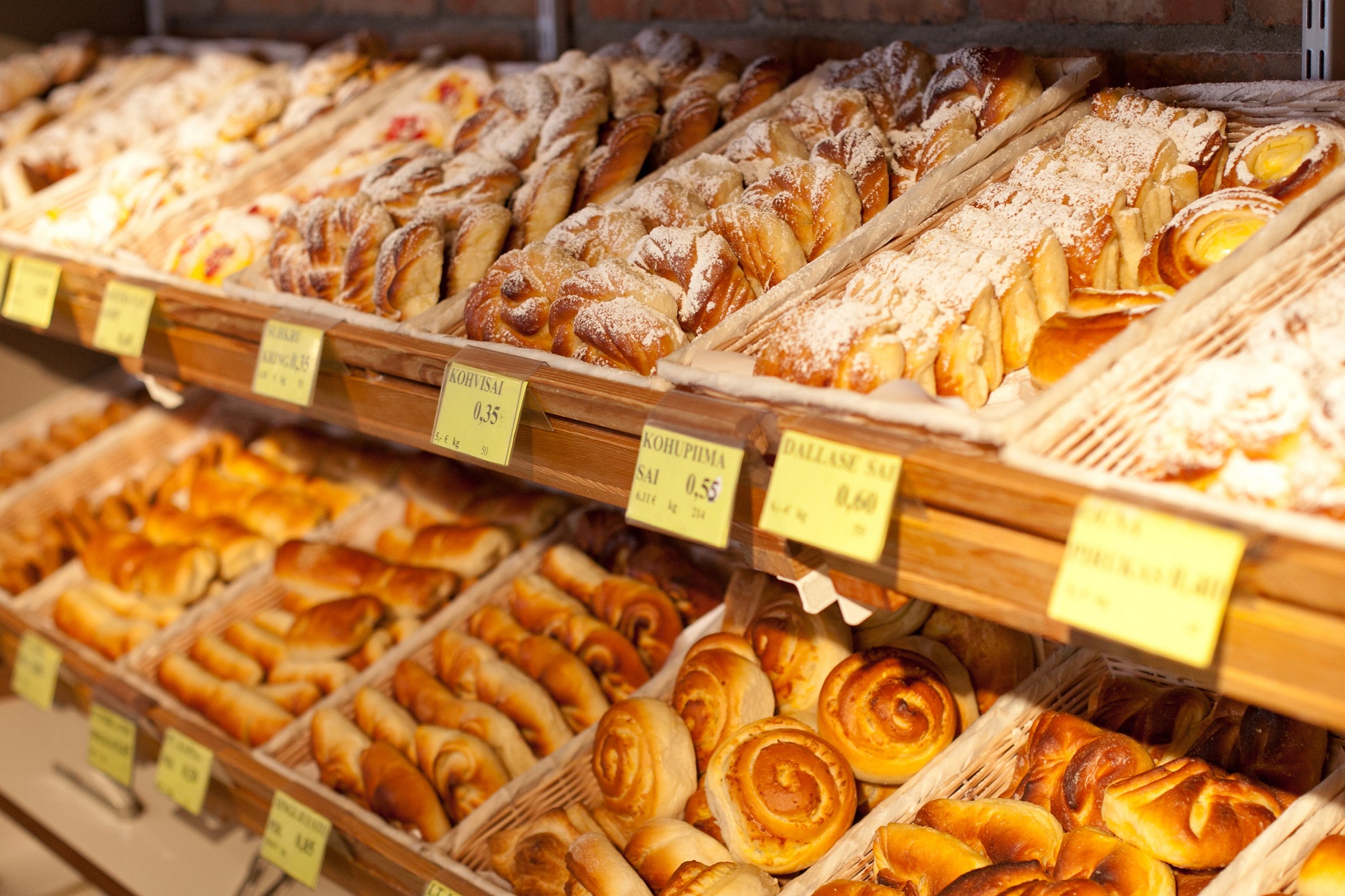 Fresh baked pastries and bakery products at Vanalinna Kohvik in Kuressaare